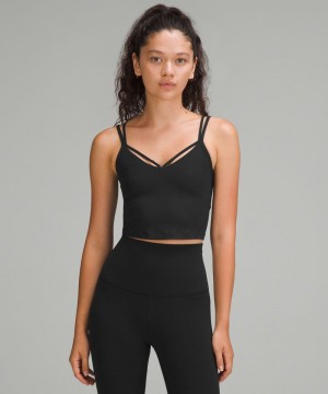 αμανικα μπλουζακια Lululemon Align™ Strappy Ribbed γυναικεια μαυρα | Greece-1529786