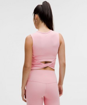 αμανικα μπλουζακια Lululemon All It Takes Back-Twist Ribbed γυναικεια ροζ | Greece-5369701
