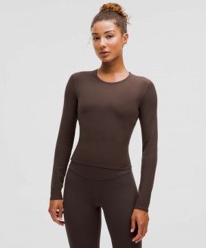 μακρυμανικα μπλουζακια Lululemon All It Takes Back-Twist Ribbed γυναικεια σοκολάτα | Greece-1908627