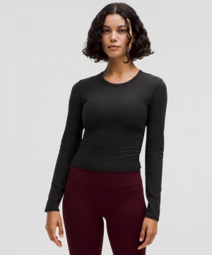 μακρυμανικα μπλουζακια Lululemon All It Takes Back-Twist Ribbed γυναικεια μαυρα | Greece-7439562