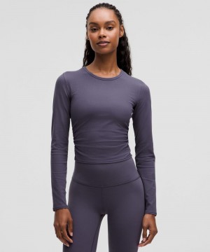 μακρυμανικα μπλουζακια Lululemon All It Takes Back-Twist Ribbed γυναικεια βαθυ γκρι | Greece-5764328