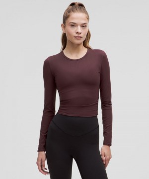 μακρυμανικα μπλουζακια Lululemon All It Takes Back-Twist Ribbed γυναικεια μωβ | Greece-3204518