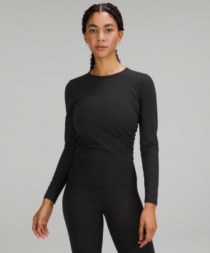 μακρυμανικα μπλουζακια Lululemon All It Takes Ribbed Nulu γυναικεια μαυρα | Greece-1640279