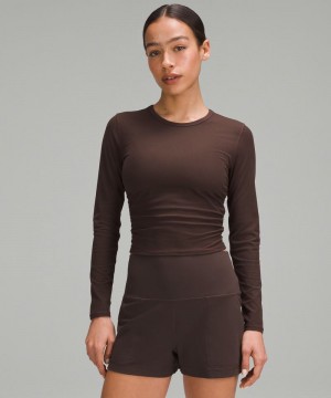 μακρυμανικα μπλουζακια Lululemon All It Takes Ribbed Nulu γυναικεια σοκολάτα | Greece-4783561