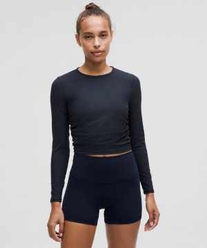 μακρυμανικα μπλουζακια Lululemon All It Takes Ribbed Nulu γυναικεια σκουρο μπλε | Greece-0892143