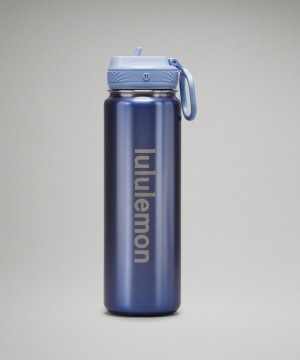 Μπουκάλια νερού Lululemon Back to Life Sport Bottle 24oz Straw Lid Shine ανδρικα μπλε Μπεζ | Greece-9705426