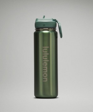 Μπουκάλια νερού Lululemon Back to Life Sport Bottle 24oz Straw Lid Shine ανδρικα γκρι | Greece-1765294