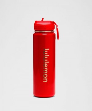 Μπουκάλια νερού Lululemon Back to Life Sport Bottle 24oz Straw Lid Shine ανδρικα κοκκινα | Greece-5608347
