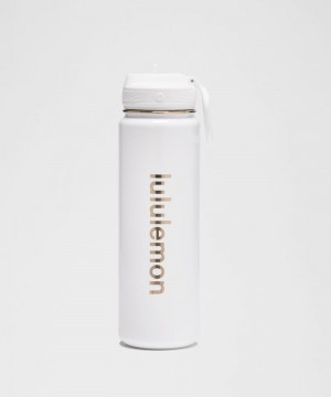 Μπουκάλια νερού Lululemon Back to Life Sport Bottle 24oz Straw Lid Shine ανδρικα ασπρα | Greece-1328950