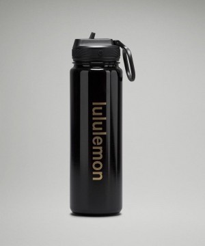 Μπουκάλια νερού Lululemon Back to Life Sport Bottle 24oz Straw Lid Shine ανδρικα μαυρα | Greece-7203861