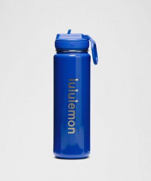 Μπουκάλια νερού Lululemon Back to Life Sport Bottle 24oz Straw Lid Shine ανδρικα μπλε | Greece-1264789