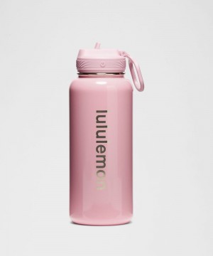 Μπουκάλια νερού Lululemon Back to Life Sport Bottle 32oz Straw Lid Shine γυναικεια ροζ | Greece-9074612