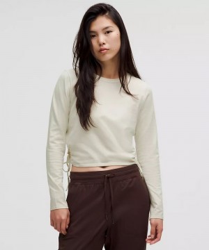μακρυμανικα μπλουζακια Lululemon Cinched Cut-Outs Cotton γυναικεια Μπεζ | Greece-4059276