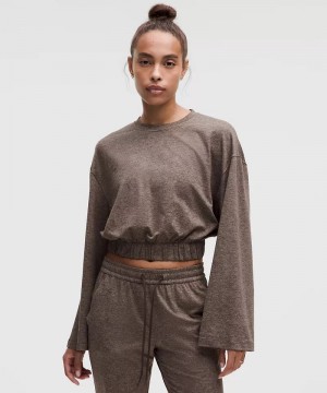 μακρυμανικα μπλουζακια Lululemon Cinched Cut-Outs Cotton γυναικεια γκρι | Greece-1690458