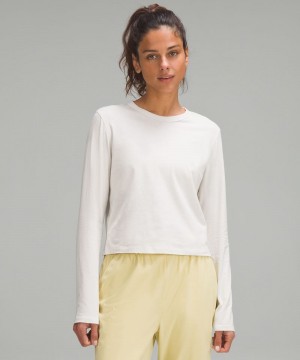 μακρυμανικα μπλουζακια Lululemon Classic-Fit Cotton-Blend γυναικεια Μπεζ | Greece-7051642