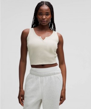 αμανικα μπλουζακια Lululemon Cotton-Blend Henley γυναικεια Μπεζ | Greece-8012936