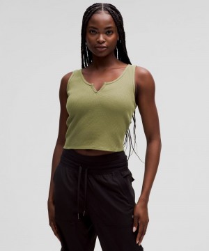 αμανικα μπλουζακια Lululemon Cotton-Blend Henley γυναικεια πρασινο | Greece-5430819