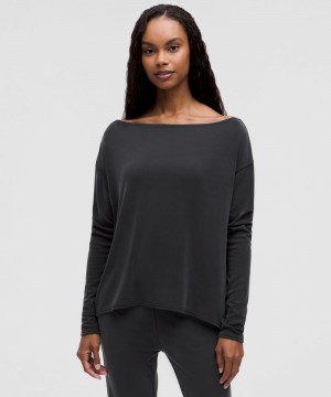 μακρυμανικα μπλουζακια Lululemon Drapey Softstreme Off-The-Shoulder γυναικεια μαυρα | Greece-1859076