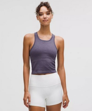 αμανικα μπλουζακια Lululemon Ebb to Street Cropped Racerback γυναικεια βαθυ γκρι | Greece-7610439