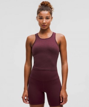αμανικα μπλουζακια Lululemon Ebb to Street Cropped Racerback γυναικεια σκούρο κοκκινα | Greece-6318250