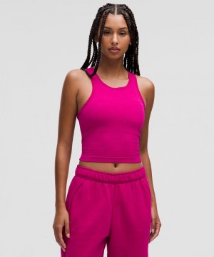 αμανικα μπλουζακια Lululemon Ebb to Street Cropped Racerback γυναικεια ροζ | Greece-0865413
