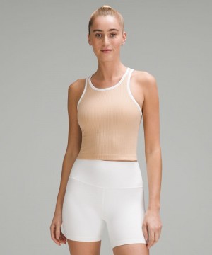 αμανικα μπλουζακια Lululemon Ebb to Street Cropped Racerback γυναικεια Μπεζ ασπρα | Greece-4783962
