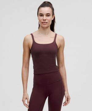 αμανικα μπλουζακια Lululemon Ebb to Street Scoop-Neck Cropped γυναικεια σκούρο κοκκινα σκούρο κοκκινα | Greece-1624537