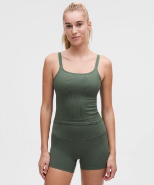 αμανικα μπλουζακια Lululemon Ebb to Street Scoop-Neck Cropped γυναικεια σκούρο πρασινο | Greece-1365408