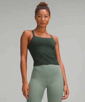 αμανικα μπλουζακια Lululemon Ebb to Street Scoop-Neck Cropped γυναικεια πρασινο πρασινο | Greece-5429863