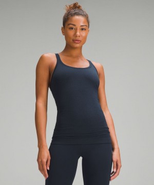 αμανικα μπλουζακια Lululemon Ebb to Street γυναικεια σκουρο μπλε | Greece-1498752