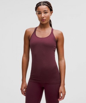 αμανικα μπλουζακια Lululemon Ebb to Street γυναικεια σκούρο κοκκινα | Greece-3420756