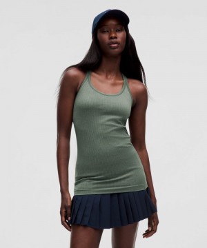 αμανικα μπλουζακια Lululemon Ebb to Street γυναικεια σκούρο πρασινο | Greece-3471820