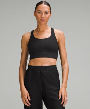 Αθλητικο Σουτιεν Lululemon Energy Ribbed Longline Medium Support, B–D Cups γυναικεια μαυρα | Greece-2541683