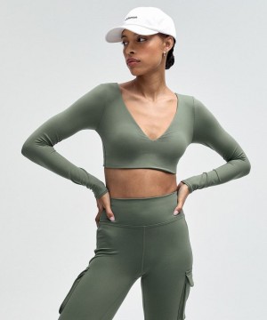 Αθλητικο Σουτιεν Lululemon Everlux V-Neck Long-Sleeve Top Light Support, A/B Cup γυναικεια γκρι | Greece-9376415