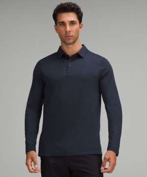 μπλουζακια πολο Lululemon Evolution Long-Sleeve ανδρικα σκουρο μπλε | Greece-6894352