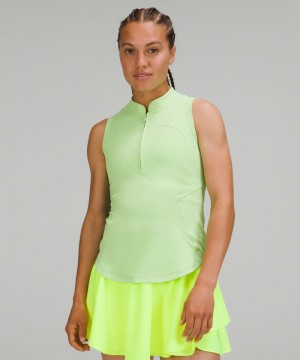 αμανικα μπλουζακια Lululemon Front-Zip Mockneck Tennis γυναικεια πρασινο ανοιχτο | Greece-7980235