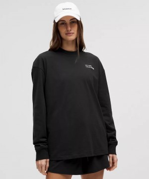 μακρυμανικα μπλουζακια Lululemon Heavyweight Cotton Crewneck γυναικεια μαυρα | Greece-4268703