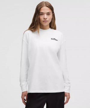 μακρυμανικα μπλουζακια Lululemon Heavyweight Cotton Crewneck γυναικεια ασπρα | Greece-2608541