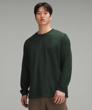 μακρυμανικα μπλουζακια Lululemon Heavyweight Cotton Jersey ανδρικα πρασινο | Greece-5392641