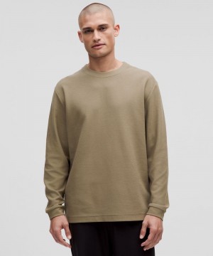μακρυμανικα μπλουζακια Lululemon Heavyweight Cotton Textured ανδρικα καφε | Greece-6830245
