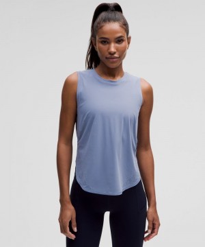 αμανικα μπλουζακια Lululemon High-Neck Split-Hem Running γυναικεια μπλε | Greece-7841069