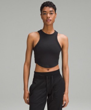αμανικα μπλουζακια Lululemon Hold Tight Cropped γυναικεια μαυρα | Greece-3561829