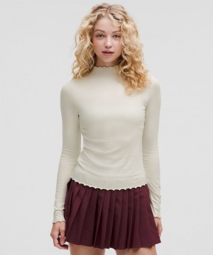 μακρυμανικα μπλουζακια Lululemon Hold Tight Lettuce-Edge Turtleneck γυναικεια Μπεζ | Greece-1367095