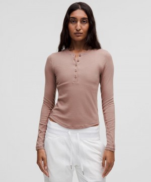 μακρυμανικα μπλουζακια Lululemon Hold Tight Long-Sleeve Henley γυναικεια ροζ | Greece-4850192