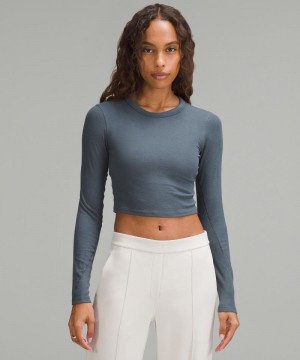μακρυμανικα μπλουζακια Lululemon Hold Tight Straight-Hem Cropped γυναικεια γκρι | Greece-5692043
