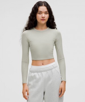 μακρυμανικα μπλουζακια Lululemon Hold Tight Straight-Hem Cropped γυναικεια γκρι | Greece-5084213