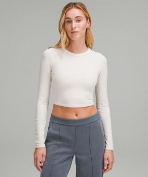 μακρυμανικα μπλουζακια Lululemon Hold Tight Straight-Hem Cropped γυναικεια Μπεζ | Greece-3421087