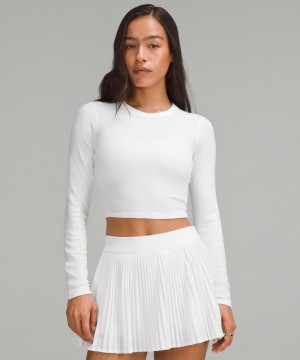 μακρυμανικα μπλουζακια Lululemon Hold Tight Straight-Hem Cropped γυναικεια ασπρα | Greece-1064253