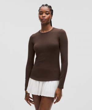 μακρυμανικα μπλουζακια Lululemon Hold Tight γυναικεια σοκολάτα | Greece-3129570