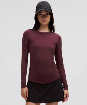 μακρυμανικα μπλουζακια Lululemon Hold Tight γυναικεια σκούρο κοκκινα | Greece-2670918